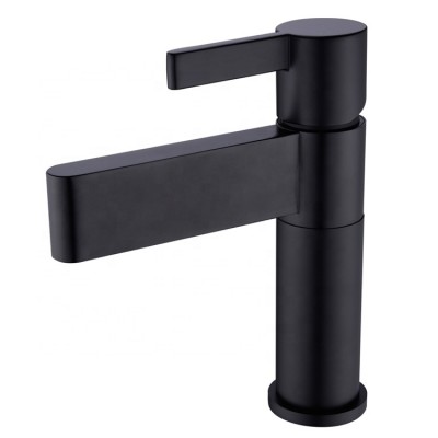 Black Brass Bathroom Basin Faucet Deck Mounted Hot & Cold Water Mixer Single Handle Sink Tap