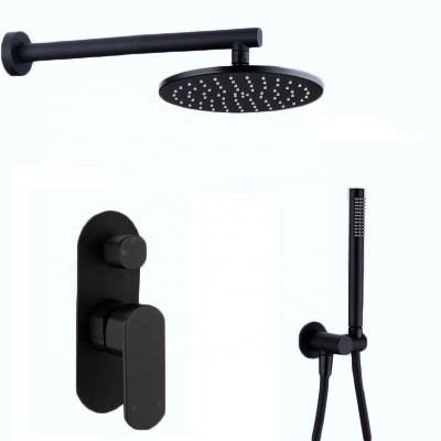 Bathroom Shower Faucet 2 Ways Mixer Water Set Wall Mounted Rainfall Shower Head 8-10 Inch,Matte Black /Chrome