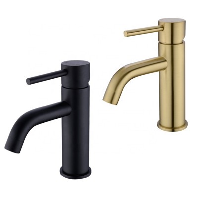 Brushed Gold or Black Deck Mounted Brass Sink Basin Faucet Single Handle Hot & Cold Mixer Bathroom Tap