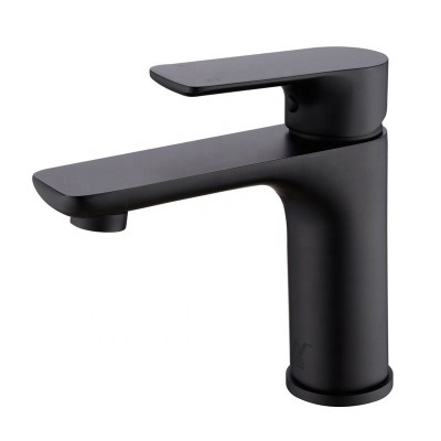 Solid Brass Bathroom Basin Faucet Hot & Cold Water Mixer Deck Mounted Sink Tap, Single Handle Black