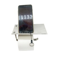 Wall mounted bathroom 304 stainless steel toilet roll paper tissue holder with mobile phone shelf